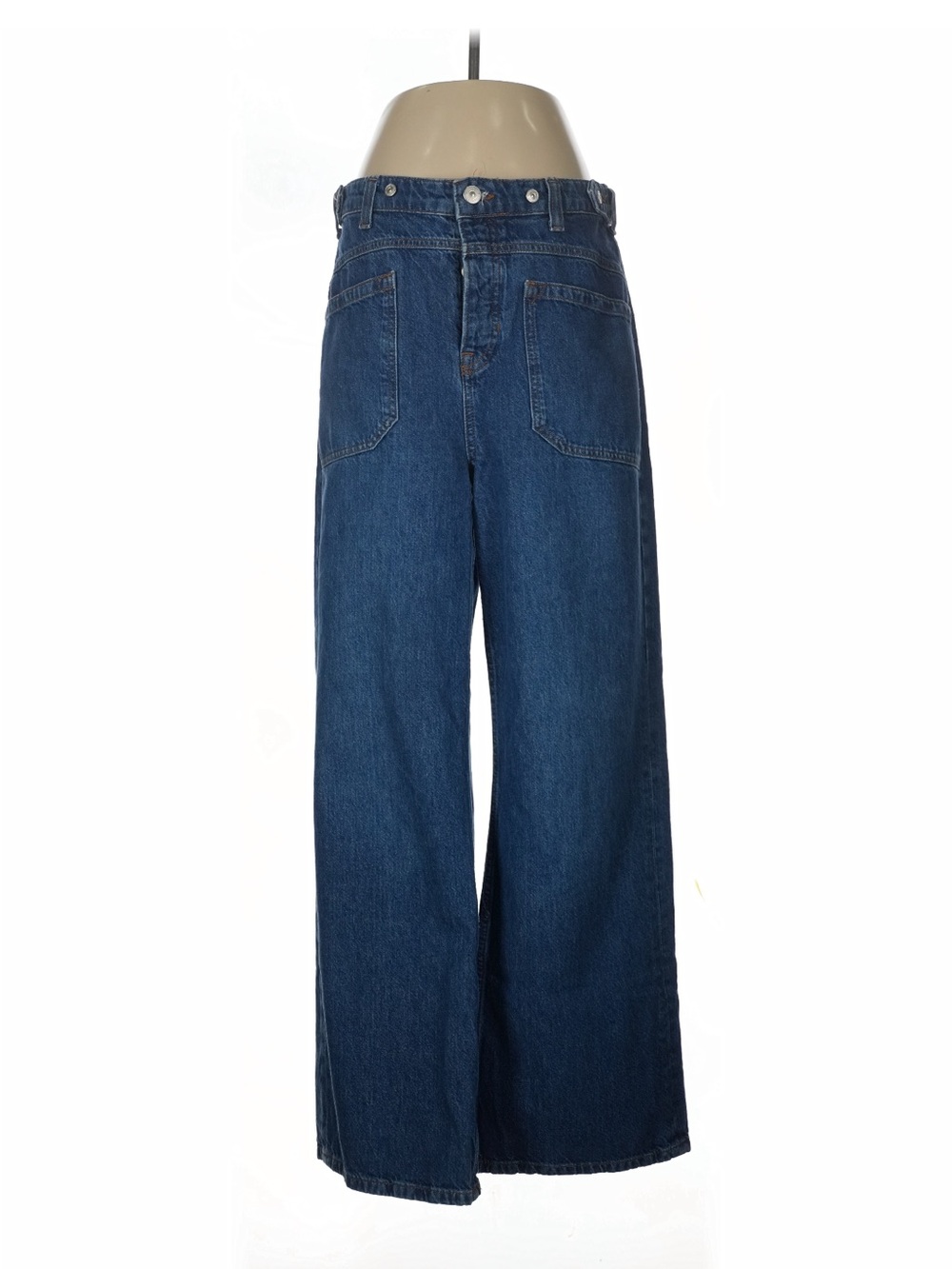 NWOT Free People Wide Leg Flare Jeans in Dark Blue size 29